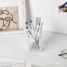 Wholesale Support Custom Glossy Elegant Square Plastic Clear Acrylic Desk Pen Holder